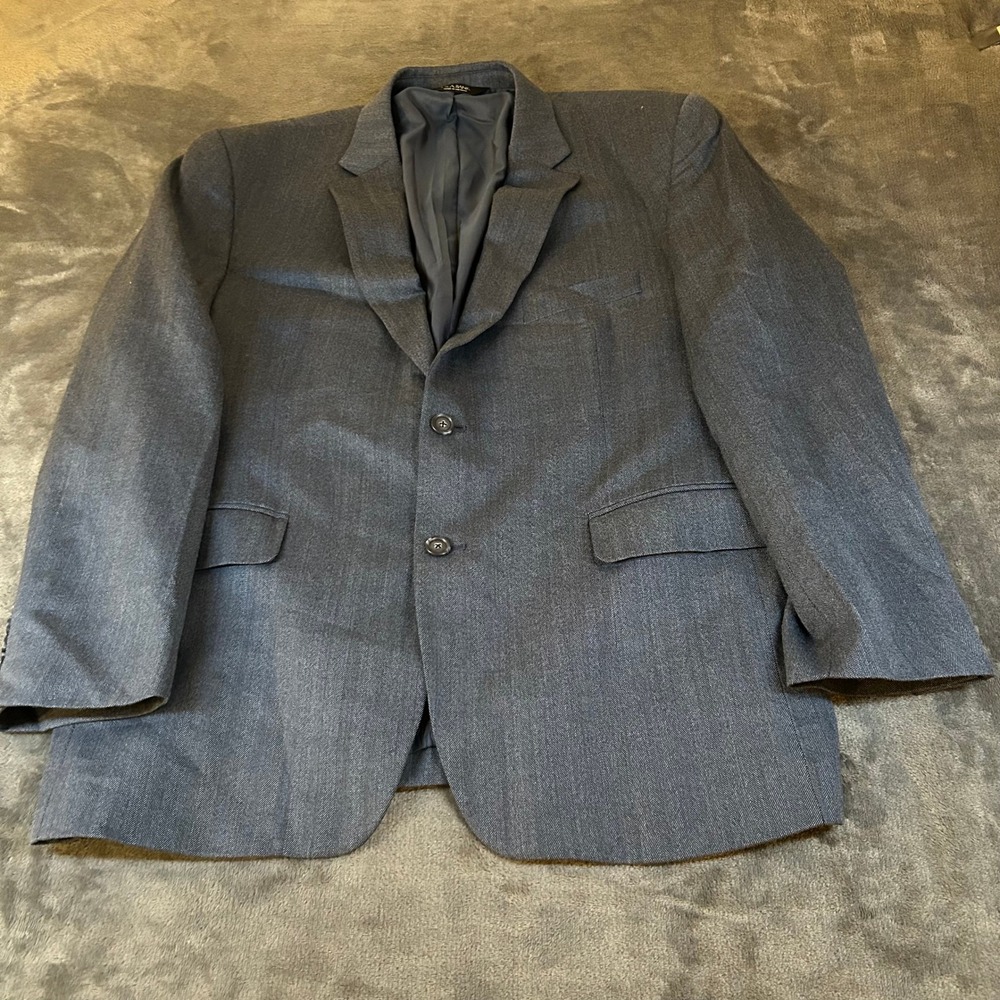 Jos A Bank Blue Blazer Jacket Herringbone Pattern Business Casual Mens 44 Short